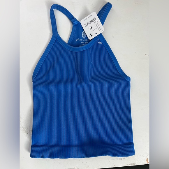 Free People Happiness Runs Long Crop Tank Blue XS/S NWT - Picture 1 of 3